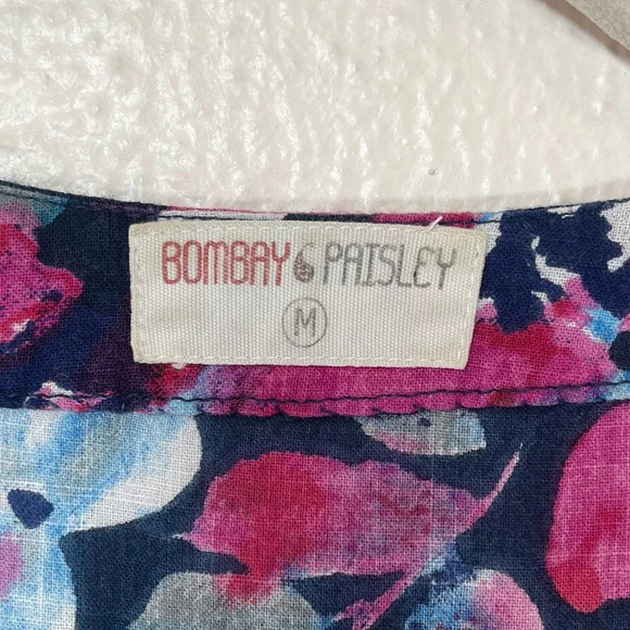 Bombay Paisley Floral Cotton Button Down Tunic Dress Women’s Medium - Picture 3 of 11